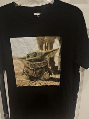 Old Navy Black Tee with Baby Yoda Graphic